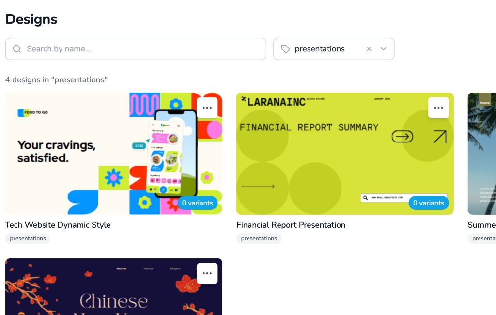 Search and tags for your designs